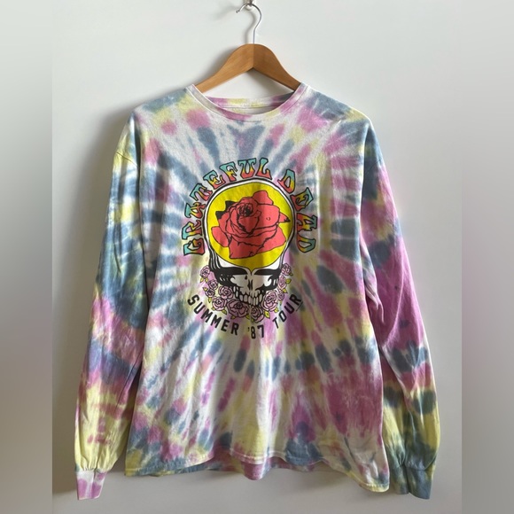Junk Food Clothing Tops - Tie dye band long sleeve tee